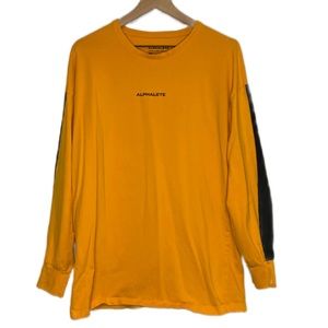 Alphalete Medium Performance Fit Long Sleeve Yellow & Black Shirt Athletic Gym